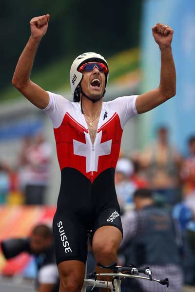 Lo svizzero Fabian Cancellara: suo l'oro nella crono per professionisti.